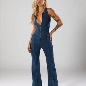 Chic Blue Denim Jumpsuit